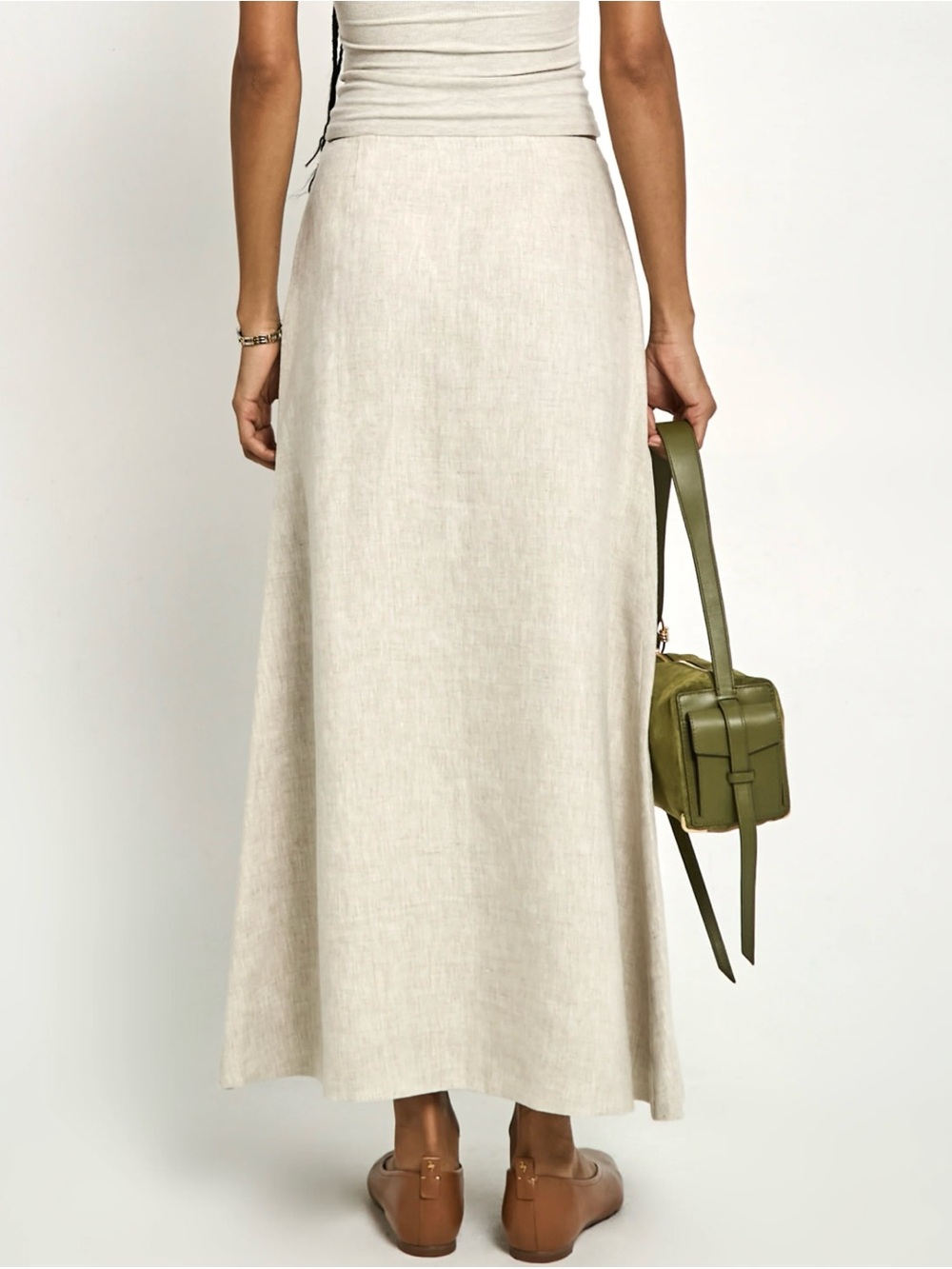 Few Moda O.P.T Classic Button-Front Linen Maxi Skirt in Natural - Picture 2 of 4